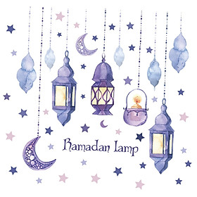 Ramadan Wall Stickers Muslim Mural Lantern Pattern Wall Decals Art Wallpaper