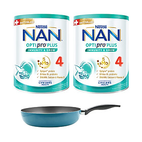 Bộ 2 lon Sữa bột Nestlé NAN OPTIPRO PLUS 4 800g/lon với 5HMO Giúp tiêu hóa tốt + Tăng cường đề kháng + Tặng Chảo Elmich 20cm​ - Bé 2-6 tuổi