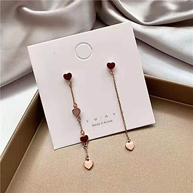 Bông tai dáng dài hình trái tim bất đối xứng
