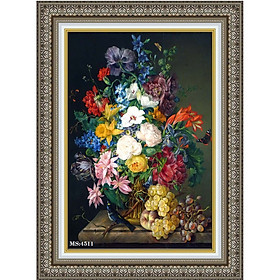 Tranh hoa treo tường phong cách cổ điển Châu âu. Tranh in trên chất liệu vải canvas cao cấp, khung gỗ composit. MS 4511