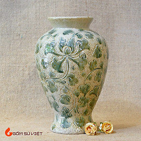 Mua Bình hoa gốm khắc tay thủ công dáng đùi dế - Gốm Bát Tràng