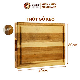 Mua Thớt gỗ Keo Chef Studio hình chữ nhật ghép kiểu Solid chữ nhật size 30x40x3.8cm  cắt thái băm chặt  an toàn cho sức khỏe