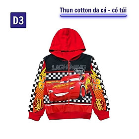 Áo khoác bé trai hình xe Mc Queen từ  10-43kg. Chất thun cotton da cá thoáng mát - hình đẹp không bong tróc - D3 đỏ - 14: 38-40kg