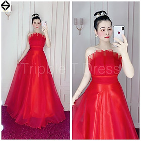 Đầm maxi xòe cúp mặc cưới nhẹ nhàng xếp ly ngực TRIPBLE T DRESS - size S/M/L