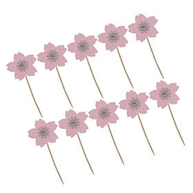 10pcs Glitter Sakura Flower Cake Toppers Cupcake Picks Wedding Party Decor