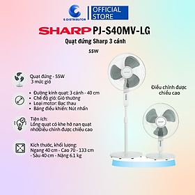 Quạt Đứng Sharp PJ-S40MV-LG Động Cơ Bạc Thau Sản Xuất Việt Nam Công Suất 55W - Hàng chính hãng -  Bảo Hành 12 tháng