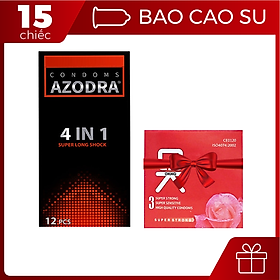 Bao Cao Su Azodra Gân Gai 15 chiếc + Tặng bao cao su Ok không mùi hộp nhỏ