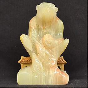 Tượng Phong Thuỷ Tuổi Thân - Khỉ 12 Con Giáp Đá Ngọc Onyx Xanh - 8cm - Mx - Hợp Mệnh Hoả, Mộc