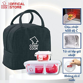 Mua Bộ 2 Hộp Cơm Thủy Tinh COBACOOK Hộp Chia 3 Ngăn Và Hộp Vuông 320ml Kèm Túi Giữ Nhiệt- CCL1NS32BB