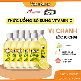 TPBS Nước C-VITT Giàu Vitamin C ,Tăng Đề kháng, Lốc 10 Chai x 140ml