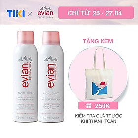 Combo 2 xịt khoáng cấp ẩm và làm dịu da Evian 150ml x 2