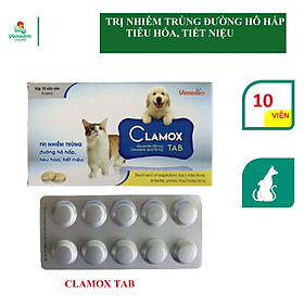 Vemedim Clamox tab dùng cho chó, mèo bị nhiễm trùng hô hấp, tiêu hóa, tiết niệu, da, 10 viên/hộp