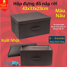 Hộp vải đựng đồ đa năng Bắc Âu có nắp rời và khoen inox sang trọng kích thước 45x23x33cm vải Oxford 600D chính hãng D Danido