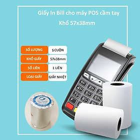 Combo 5 Cuộn Giấy In Hóa Đơn Khổ K57 Phi 38mm