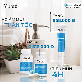 COMBO TIẾT KIỆM | Viên uống Pure Skin Clarifying Dietary Supplement + Gel giảm mụn 4h Rapid Relief Acne Spot Treatment