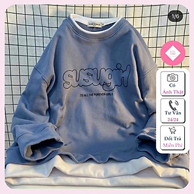 Áo Sweater Sugirl Nỉ Ngoại Unisex Nam Nữ Xinh Áo Swt Tay Phồng Chất Nỉ Đẹp, Áo sweater unisex form siêu rộng, áo nỉ in hình họa tiết chữ ngang ngực form rộng unisex,  áo nỉ form rộng chất nỉ bông dày ảnh tự chụp