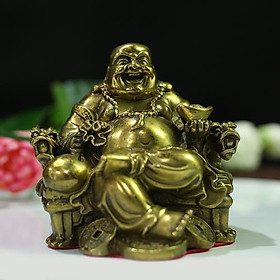 Tượng Phật Di Lặc Ngồi Bằng Đồng, Cao 11cm - Để Ô Tô - Để Bàn Làm Việc