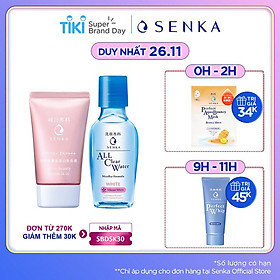 Combo Chống nắng serum 3 trong 1 Senka White Beauty CC 40g + Nước tẩy trang Senka All Clear White 70ml