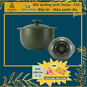 Mua Nồi Sứ Dưỡng Sinh Minh Long - Bếp Từ - Vesta 3.0 L  - Xanh rêu có nắp đậy  an toàn cho sức khỏe  thực phẩm chín sâu và đều