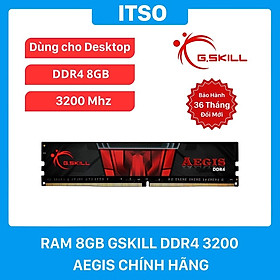 Ram máy tính Gskill Aegis DDR4 8GB bus 3200 - Hàng chính hãng