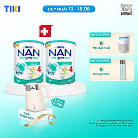 Bộ 2 Lon Sữa bột Nestlé NAN OPTIPRO PLUS 4 1500g/lon với 5HMO giúp tiêu hóa tốt + Tăng cường đề kháng (Bé 2-6 tuổi) - Tặng Ấm đun siêu tốc Kalpen