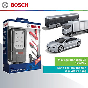 Máy Sạc Bình Điện Cho Ô Tô Xe Tải BOSCH C7 (12V – 24V) – 06 Chế Độ Sạc