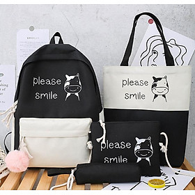 Set balo túi 4 món thời trang bò sữa siêu đẹp hàn quốc XV36