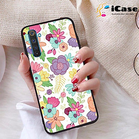 Ốp lưng iCase dành cho Realme 6 Pro chất liệu viền dẻo lưng cứng nhám TPU có hai lỗ xỏ dây đeo in nổi 4D hình bộ sưu tập HOA 23