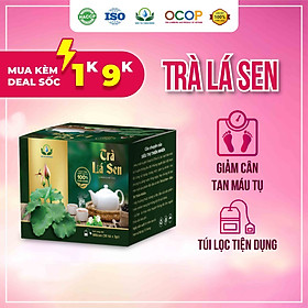 Đặc Sản Đồng Tháp - Trà Lá Sen hộp 30 Túi Lọc x 3Gram giúp giảm chảy máu cam, hạ huyết áp, tan máu tụ của Siêu Thị Thiên Nhiên - 1 hộp 30 túi lọc - OCOP 4 SAO