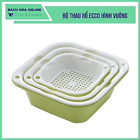 Bộ thau rổ cao cấp hình vuông gồm 6 món