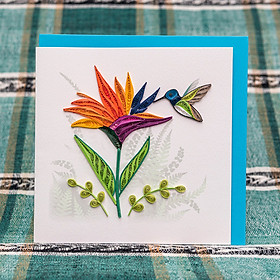 Thiệp Giấy Xoắn Hoa - Hoa Và Chim Ruồi - CNF1505