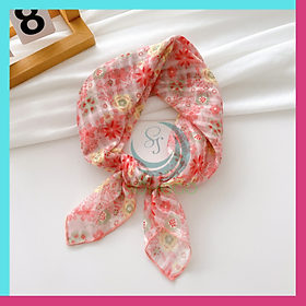 [CHỌN MẪU]- Khăn choàng cổ vuông 55x55cm chất liệu cotton lanh mềm mại in họa tiết hoa phối màu- Khăn vuông bandanas cotton