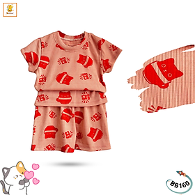 Đồ bộ bé gái, bé trai Babiboo bộ cộc tay thun gân co dãn, thấm hút tốt BB160