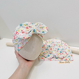 Mũ nón turban vải cotton họa tiết hoa nhí sắc màu dễ thương cho bé gái