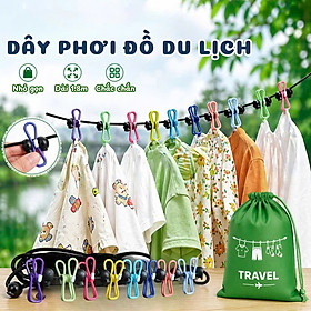 Dây Phơi Đồ Du Lịch Co Giãn 1.8m Kèm 12 Kẹp, Dây Phơi Quần Áo Du Lịch Gấp Gọn Treo Cắm Trại - HÀNG CHÍNH HÃNG MINIIN