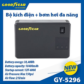 Bộ Kích Bình 400A Kiêm Bơm Lốp Xe GOODYEAR GY-5296 Đa Chức Năng Sạc Dự Phòng 10400mAh Đèn LED Khẩn Cấp - Nhập Khẩu Chính Hãng