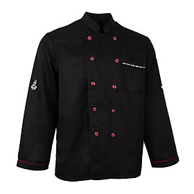 Men's Women's Chef Uniform Coat Cooker Jacket Long Sleeve Workwear Outfits - L