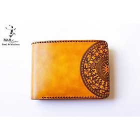 Ví nam da bò handmade bền chắc cao cấp da bò vegtan thảo mộc màu vàng khắc trống đồng RAM Leather