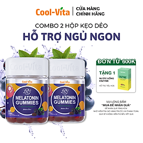 Combo 2 Hộp Kẹo Dẻo Melatonin Hỗ Trợ Giấc Ngủ Ngon Sleep Well Gummies & Hỗ Trợ Giảm Căng Thẳng Vị Việt Quất Kết Hợp Vitamin B6 Coolvita – (60 viên x 3g)/hộp