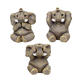 3Pcs Elephant Statue Housewarming Gift for Tabletop Living Room