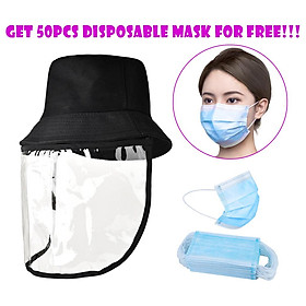 Adult's Anti spitting Hat Dustproof Clear Cover Fishman Hat Bucket Hat Black