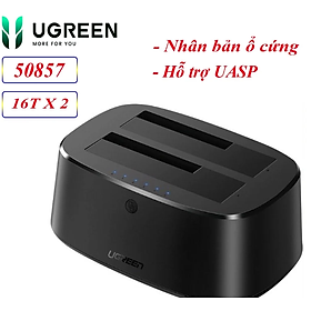 Dock đọc dữ liệu ổ cứng SATA USB 3.0 2 khay Ugreen 50857 - Hàng chính hãng