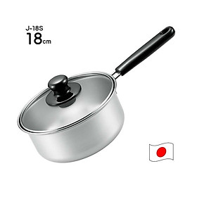 Nồi inox sử dụng trên mọi loại bếp, nắp thủy tinh, có tay cầm Tsubame 18cm tiện dụng - Hàng nội địa Nhật Bản.