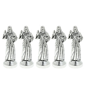 Mini Jesus Holy Religious Figurine  Decoration Statue X5 Silver 7cm