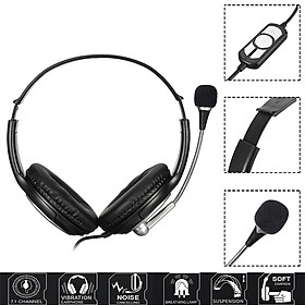 USB Stereo Headphone Gaming Headset Earphone with MIC for PC Laptop Notebook