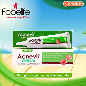 Kem giảm mụn mủ, mụn bọc, mụn đỏ và mụn trứng cá Acnevir Santafa xanh- Tuýp 10gr