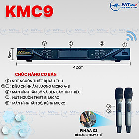 Micro Đầu Thu Lớn KMC9 - Siêu Phẩm Micro Đầu Thu Karaoke 2 Râu Cao Cấp Giá Rẻ, Lọc Âm, Nâng Giọng Chống Hú Rè Cực Tốt Bắt Sóng Xa Đến 30m hàng chính hãng