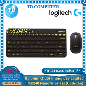 Bộ bàn phím chuột không dây Logitech MK240 Nano Wireless (USB/đen) - Hàng chính hãng DGW phân phối