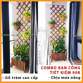 Mua Chậu + giàn gỗ hàng xuất khẩu Thụy Điển dành cho ban công  sân vườn