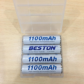 Hộp 4 pin sạc AA AAA Beston dung lượng cao, sạc lại nhiều lần - Hàng chính hãng